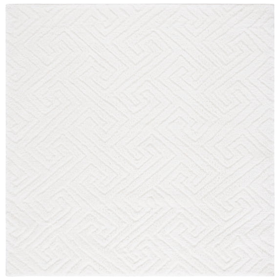 SAFAVIEH Tahoe Ainsley Geometric Shag Area Rug, White, 3' x 3' Square