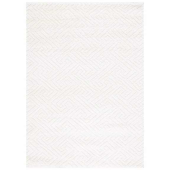 SAFAVIEH Tahoe Ainsley Geometric Shag Area Rug, White, 3' x 5'