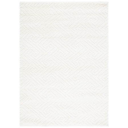 SAFAVIEH Tahoe Ainsley Geometric Shag Area Rug, White, 8' x 10'