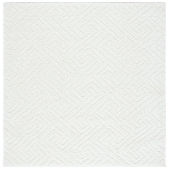 SAFAVIEH Tahoe Ainsley Geometric Shag Area Rug, White, 8' x 8' Square
