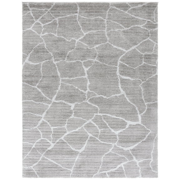 SAFAVIEH Tahoe Bertrand Abstract Shag Area Rug, Grey/Ivory, 8' x 10'