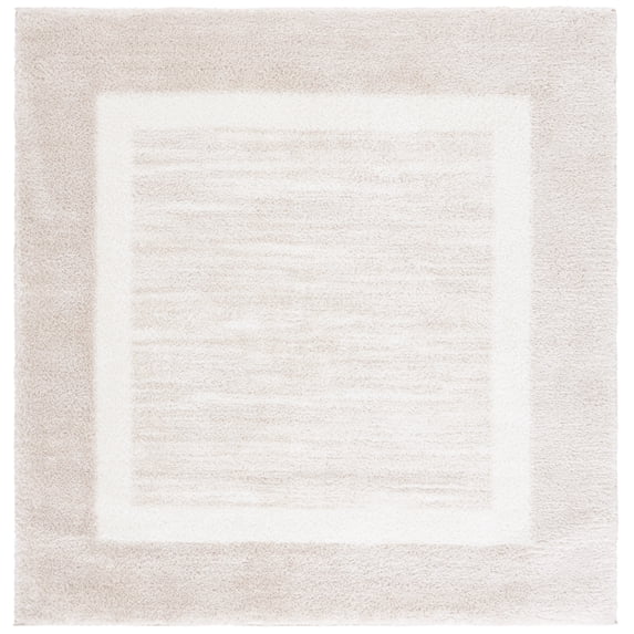 SAFAVIEH Tahoe Connor Solid Shag Area Rug, Beige/Ivory, 6'7" x 6'7" Square