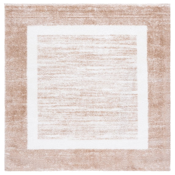 SAFAVIEH Tahoe Connor Solid Shag Area Rug, Gold/Ivory, 6'7" x 6'7" Square
