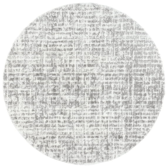SAFAVIEH Tahoe Earleen Abstract Shag Area Rug, Ivory/Gray, 6'7" x 6'7" Round