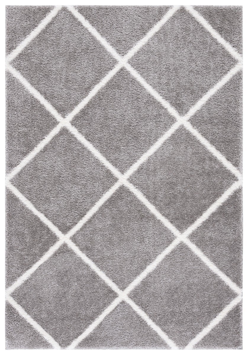 Tahoe 4' x 6' White and Grey Geometric Shag Rug