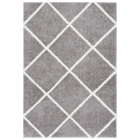 SAFAVIEH Tahoe Elwyn Trellis Shag Area Rug, 5' x 7', Grey/White