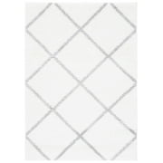 SAFAVIEH Tahoe Elwyn Trellis Shag Area Rug, 5' x 7', White/Grey