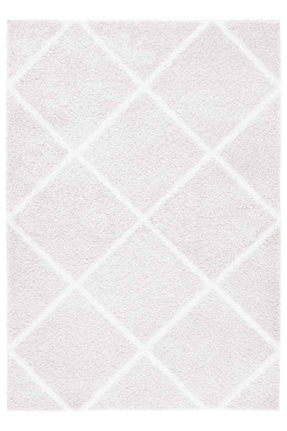 Tahoe Elwyn Trellis Shag Area Rug, 6'7" x 8'7", Silver/White