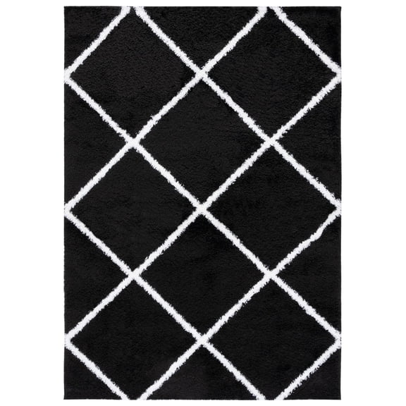 SAFAVIEH Tahoe Elwyn Trellis Shag Area Rug, 8' x 10', Black/White