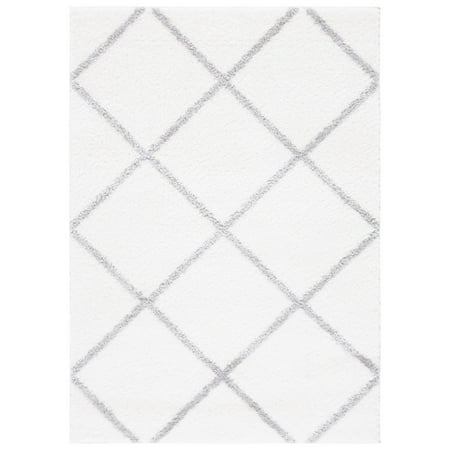 SAFAVIEH Tahoe Elwyn Trellis Shag Area Rug, 8' x 10', White/Grey