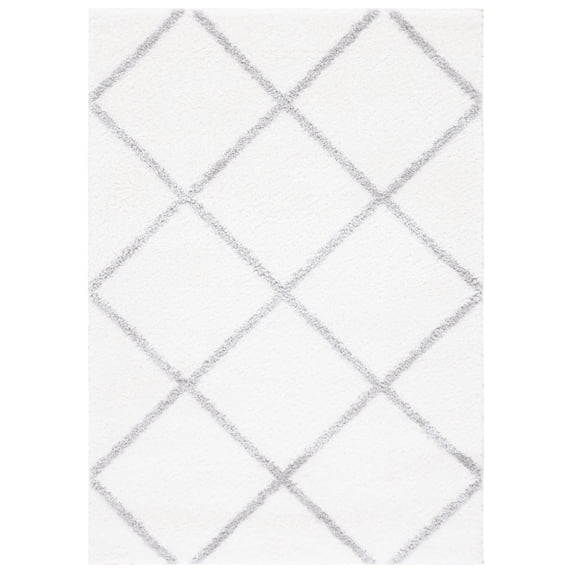 SAFAVIEH Tahoe Elwyn Trellis Shag Area Rug, 8' x 10', White/Grey