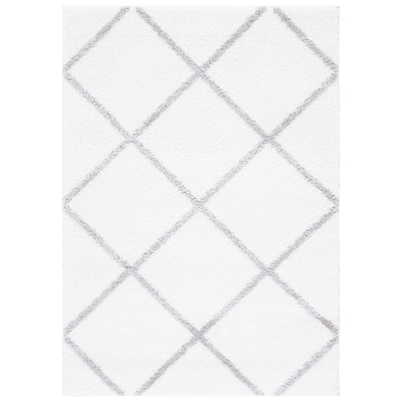 SAFAVIEH Tahoe Elwyn Trellis Shag Area Rug, 8' x 10', White/Grey