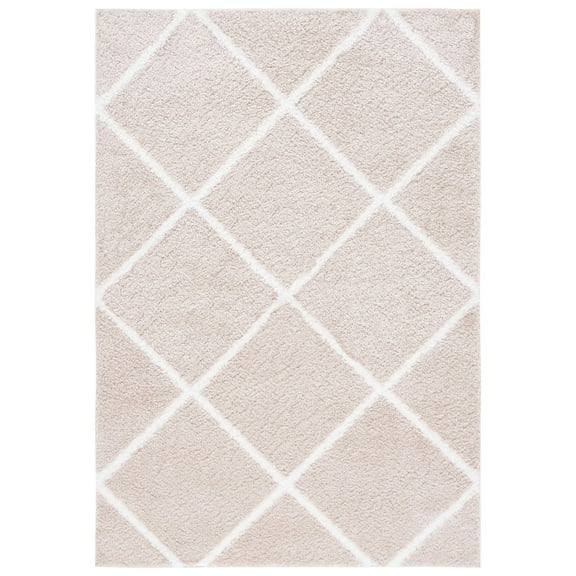 SAFAVIEH Tahoe Elwyn Trellis Shag Area Rug, 9' x 12', Beige/White
