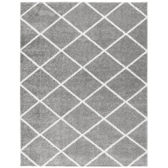 SAFAVIEH Tahoe Elwyn Geometric Shag Area Rug, Grey/White, 9' x 12'