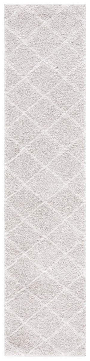 Tahoe Shag Gray and White Hand-knotted Runner Rug 2' x 9'
