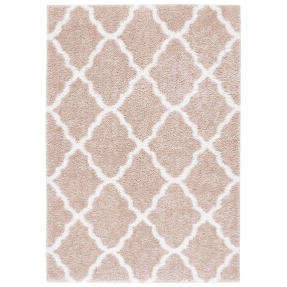 SAFAVIEH Tahoe Gerald Geometric Shag Area Rug, Beige/White, 6'7" x 8'7"