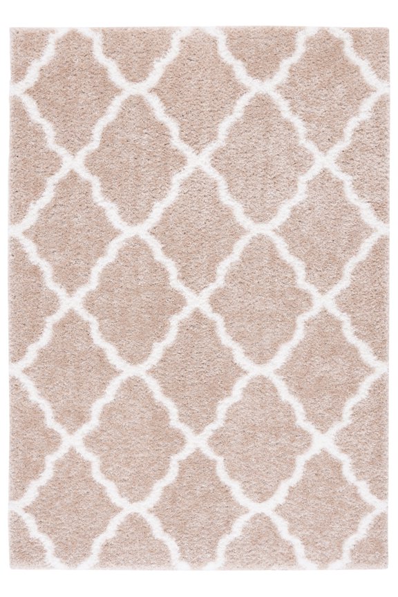 Tahoe Gerald Geometric Shag Area Rug, Beige/White, 6'7" x 8'7"