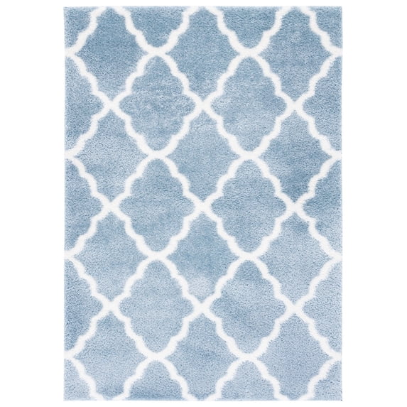 SAFAVIEH Tahoe Gerald Quatrefoil Shag Area Rug, 4' x 6', Blue/White