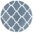 thumbnail image 1 of SAFAVIEH Tahoe Gerald Quatrefoil Shag Area Rug, 6'7" x 6'7" Round, Blue/White, 1 of 4