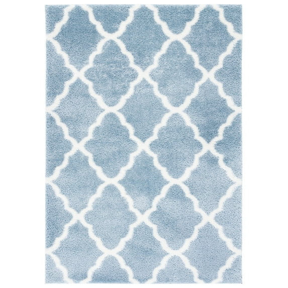 SAFAVIEH Tahoe Gerald Quatrefoil Shag Area Rug, 8' x 10', Blue/White