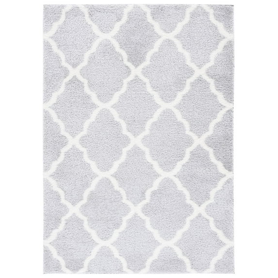 SAFAVIEH Tahoe Gerald Quatrefoil Shag Area Rug, 9' x 12', Light Grey/White