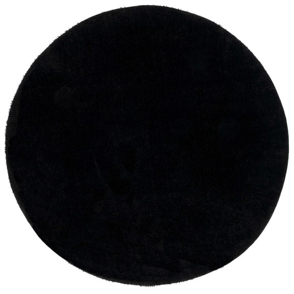 SAFAVIEH Tahoe Joey Solid Shag Area Rug, Black, 6'7" x 6'7" Round