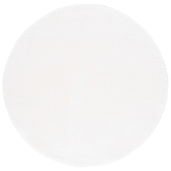 SAFAVIEH Tahoe Joey Solid Shag Area Rug, White, 6'7" x 6'7" Round