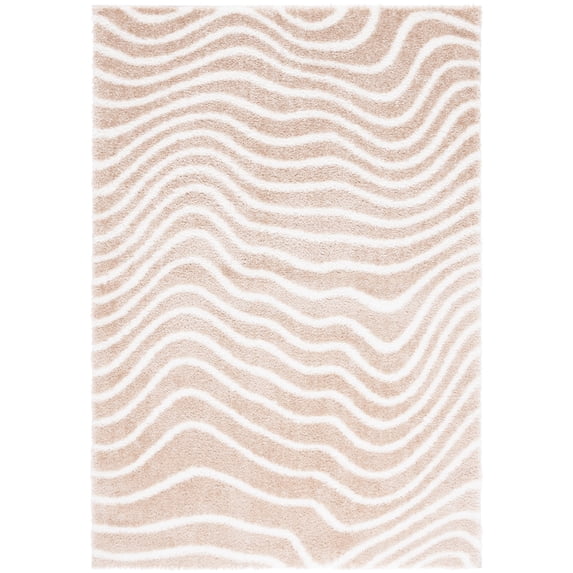 SAFAVIEH Tahoe Kuzman Striped Shag Area Rug, Gold/Ivory, 4' x 6'