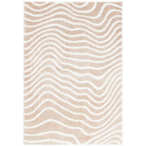 SAFAVIEH Tahoe Kuzman Striped Shag Area Rug, Gold/Ivory, 8' x 10'
