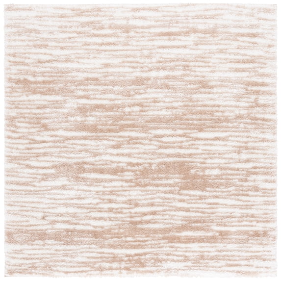 SAFAVIEH Tahoe Leann Distressed Shag Area Rug, Ivory/Gold, 6'7" x 6'7" Square