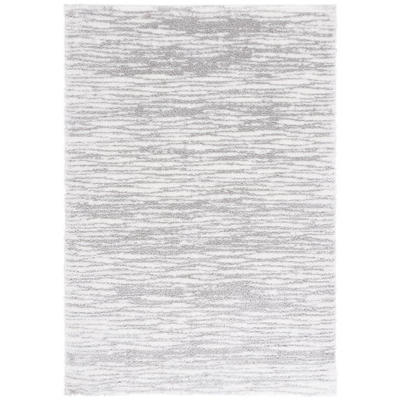 SAFAVIEH Tahoe Leann Distressed Shag Area Rug, Ivory/Gray, 4' x 6'