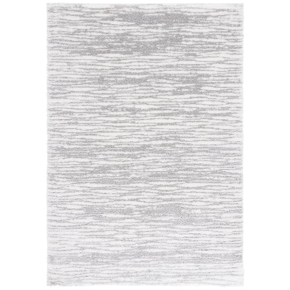 SAFAVIEH Tahoe Leann Distressed Shag Area Rug, Ivory/Gray, 5' x 7'