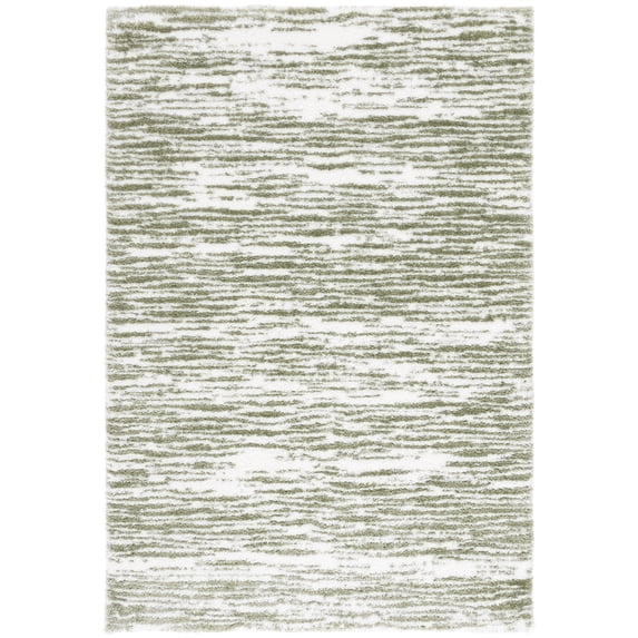 SAFAVIEH Tahoe Leann Distressed Shag Area Rug, Ivory/Green, 5' x 7'