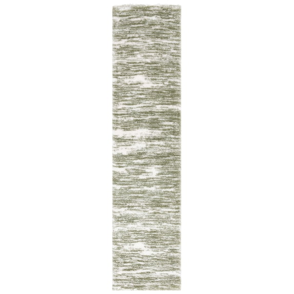 SAFAVIEH Tahoe Leann Distressed Shag Runner Rug, Ivory/Green, 2' x 8'