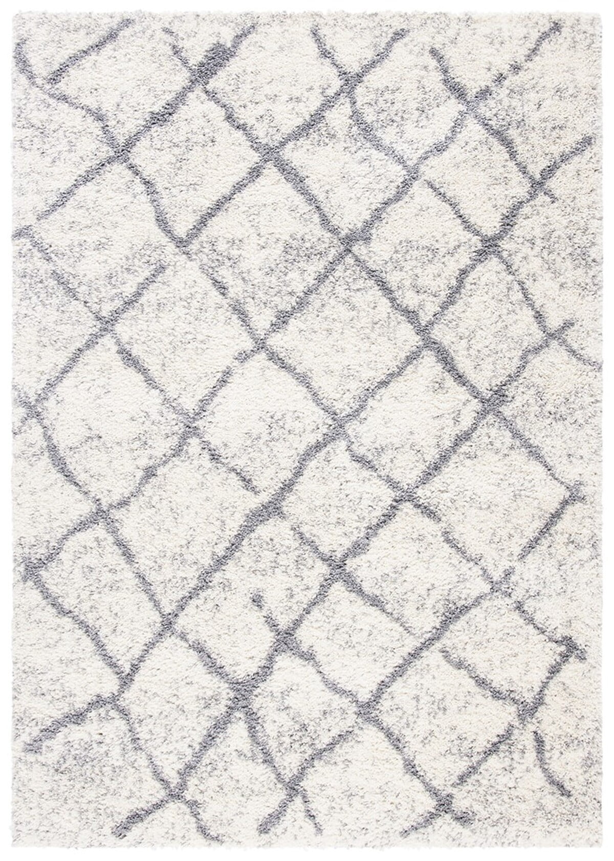 Tahoe Gray and White Geometric Shag Area Rug