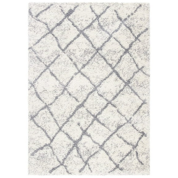 SAFAVIEH Tahoe Mike Modern Shag Area Rug, 6'7" x 8'7", White/Grey