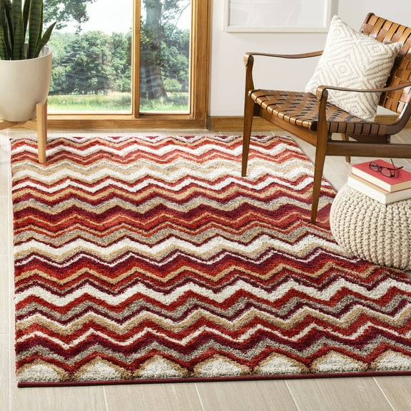 SAFAVIEH Tahoe Simonette Chevron Area Rug, Beige/Terracotta, 4' x 6'