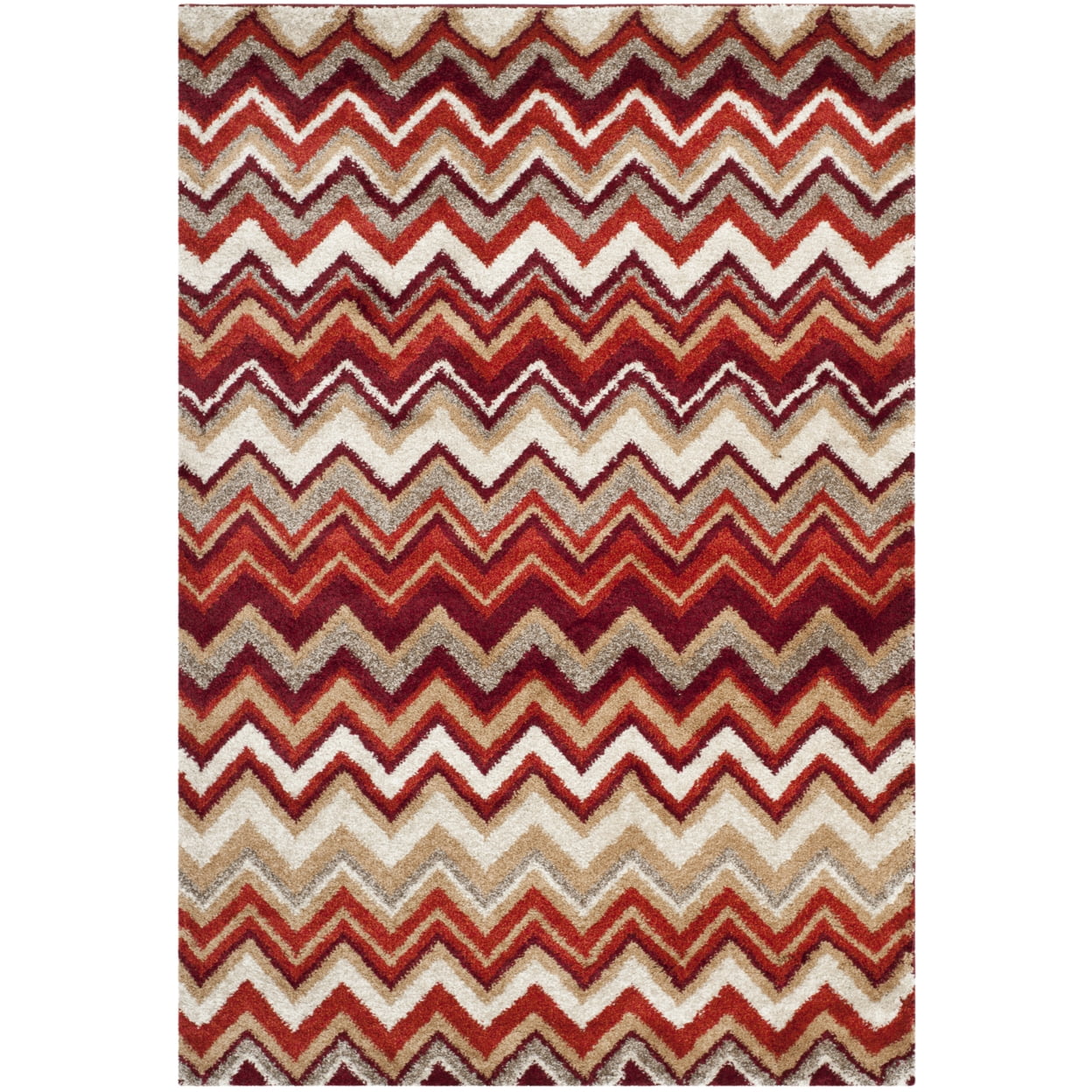 Tahoe Chevron Beige and Terracotta Synthetic Area Rug