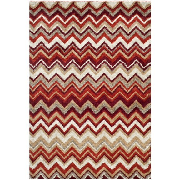 SAFAVIEH Tahoe Simonette Chevron Area Rug, Beige/Terracotta, 5'1" x 7'6"