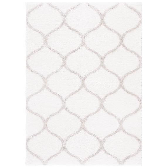 SAFAVIEH Tahoe Thelma Geometric Shag Area Rug, White/Silver, 4' x 6'