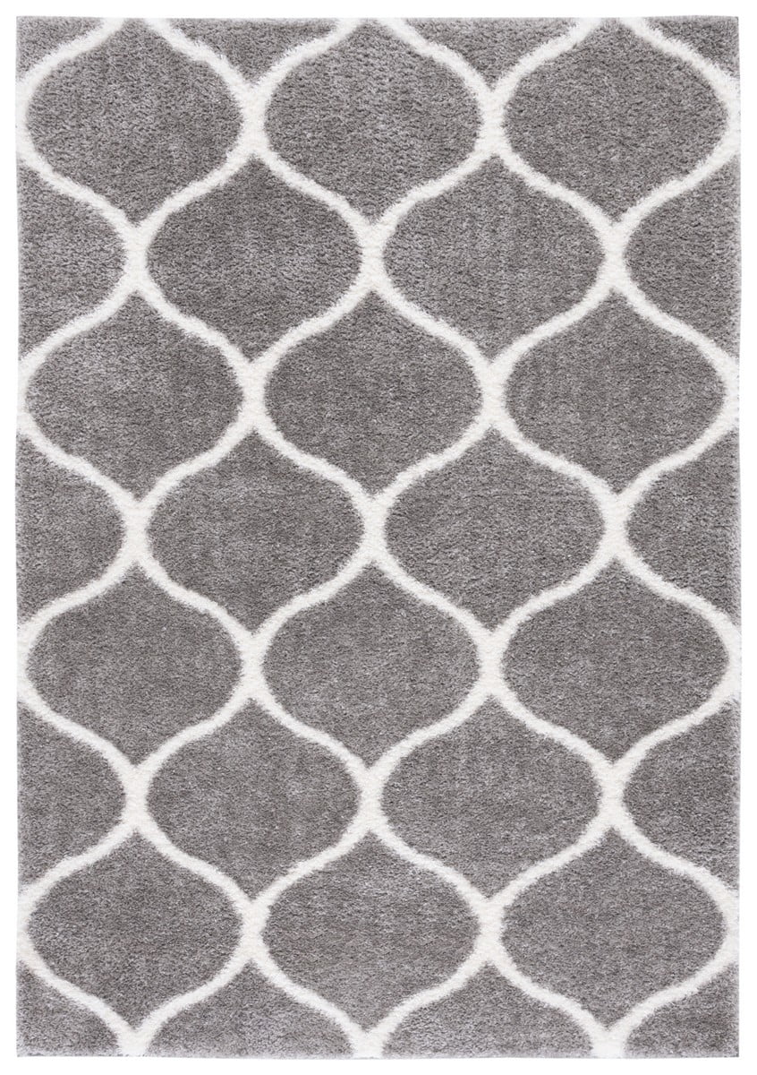 SAFAVIEH Tahoe Thelma Quatrefoil Shag Area Rug, 4' x 6', Grey/White