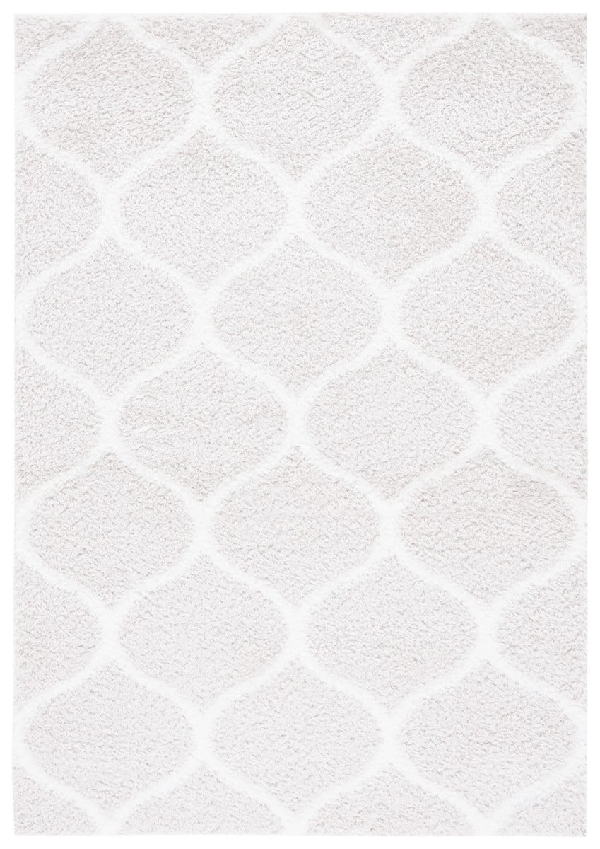 SAFAVIEH Tahoe Thelma Quatrefoil Shag Area Rug, 4' x 6', Silver/White