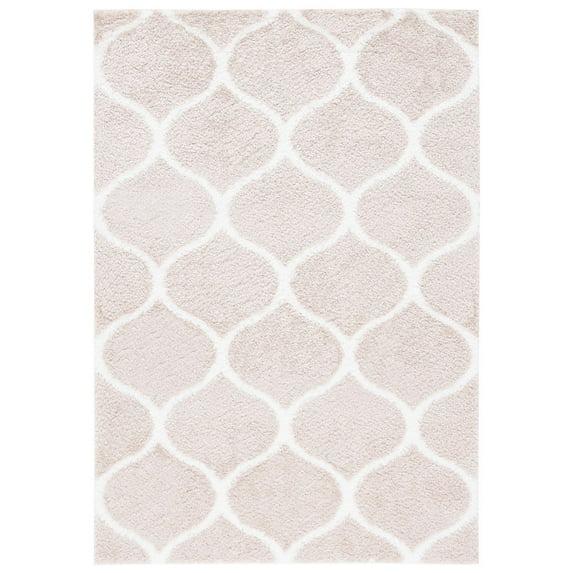 SAFAVIEH Tahoe Thelma Quatrefoil Shag Area Rug, 8' x 10', Beige/White