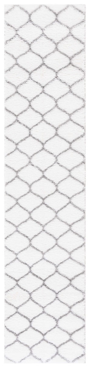 Tahoe Gray and White Geometric Shag Runner Rug