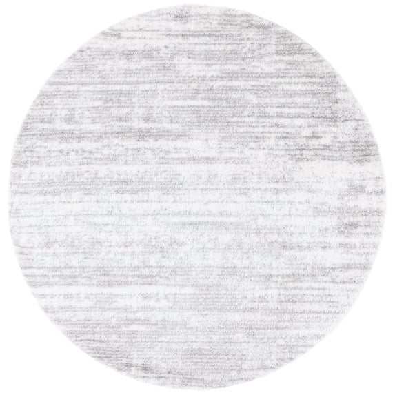 SAFAVIEH Tahoe Trudi Distressed Shag Area Rug, Ivory/Grey, 6'7" x 6'7" Round