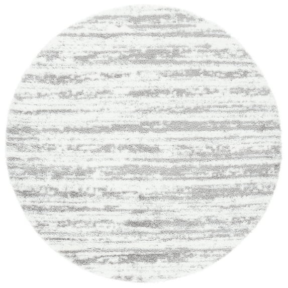 SAFAVIEH Tahoe Tyson Abstract Shag Area Rug, Ivory/Dark Gray, 6'7" x 6'7" Round