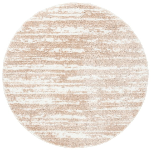 SAFAVIEH Tahoe Tyson Abstract Shag Area Rug, Ivory/Gold, 6'7" x 6'7" Round