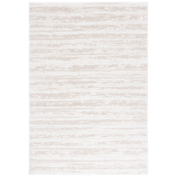 SAFAVIEH Tahoe Tyson Striped Shag Area Rug, Ivory/Beige, 5' x 7'