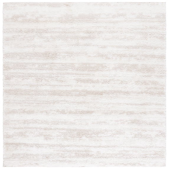 SAFAVIEH Tahoe Tyson Striped Shag Area Rug, Ivory/Beige, 6'7" x 6'7" Square