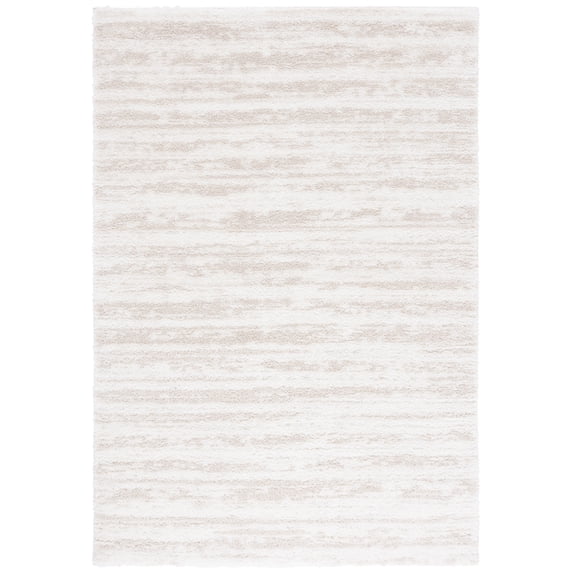 SAFAVIEH Tahoe Tyson Striped Shag Area Rug, Ivory/Beige, 9' x 12'
